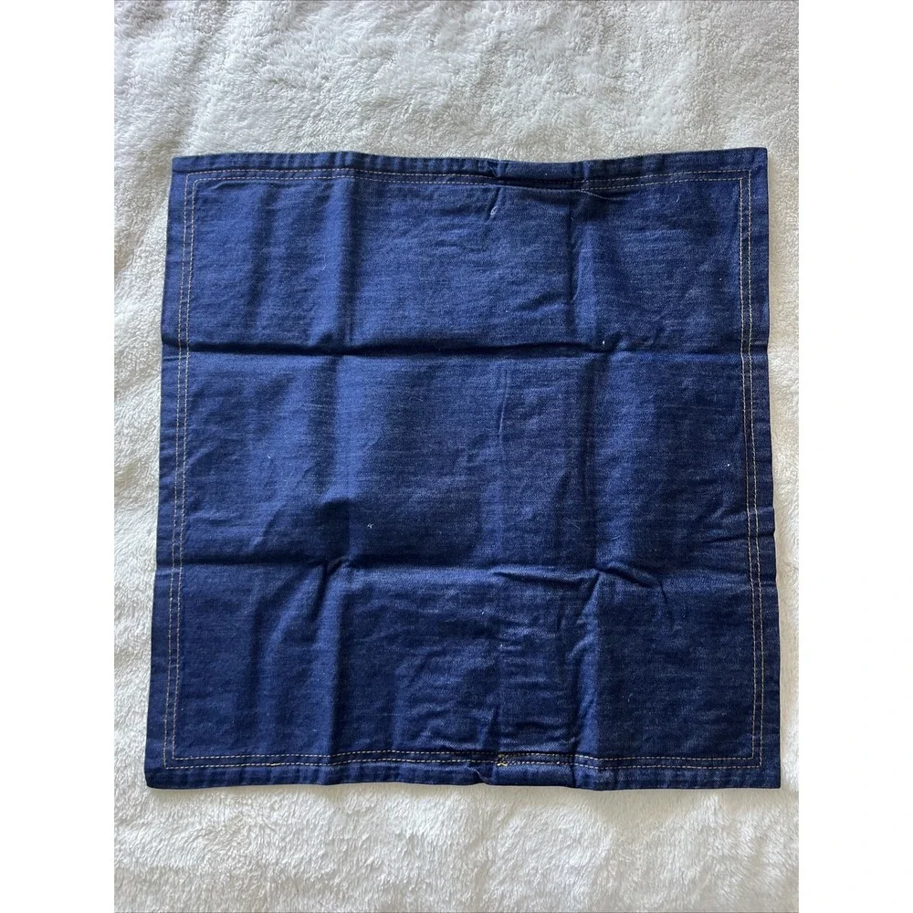 IKEA Cushion Denim Cover Brass Button 20x20